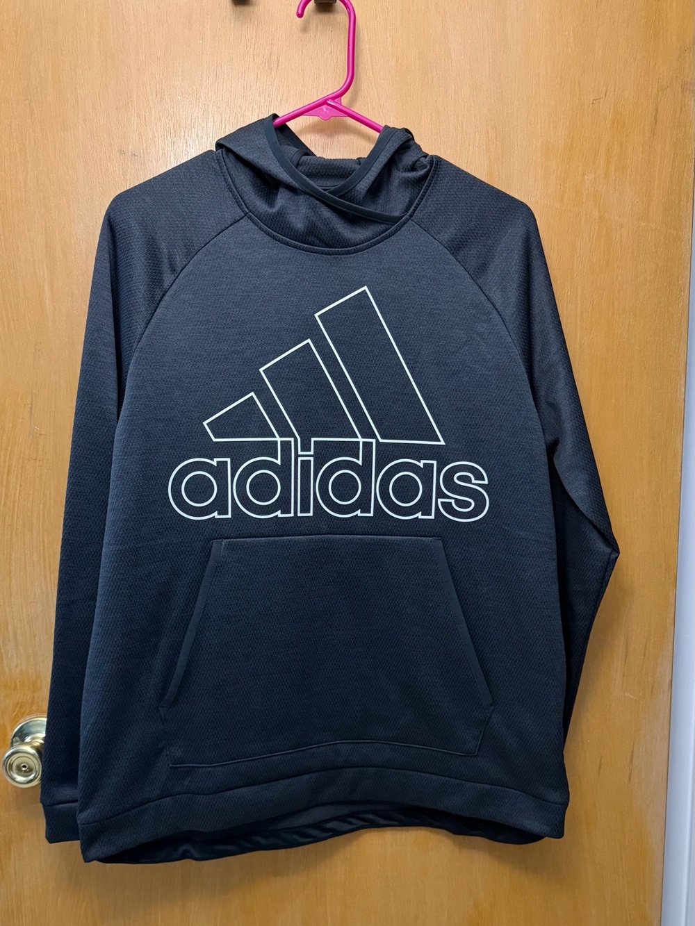 adidas Black Pullover Hoodie with Large White Logo